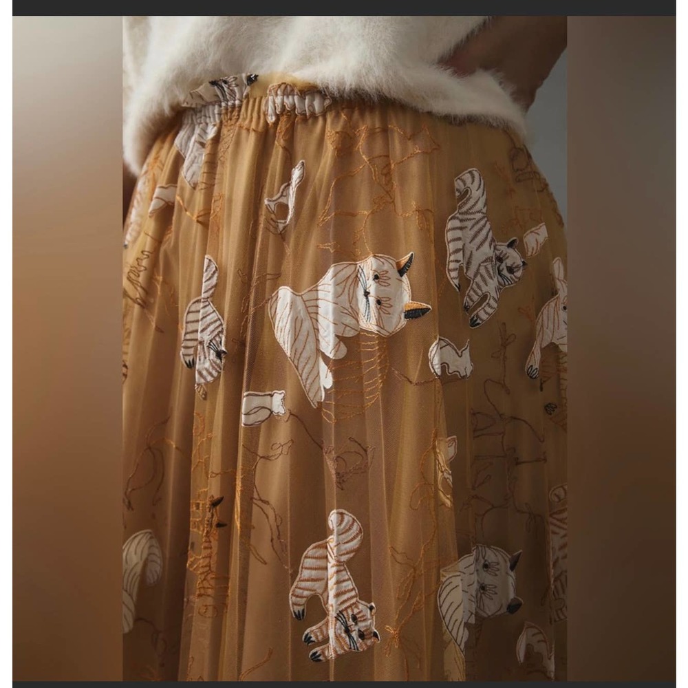 Anthropologie Geisha Designs Applique Maxi Skirt Sz XXS - Picture 5 of 9